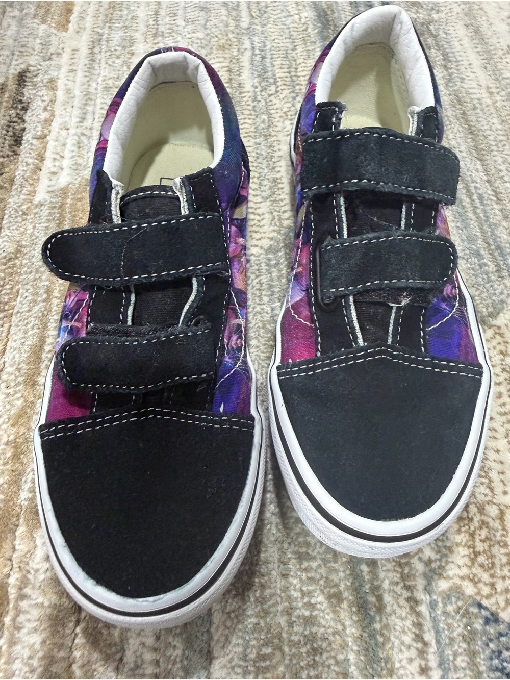 Vans Kids Black and Purple Floral Velcro Sneakers